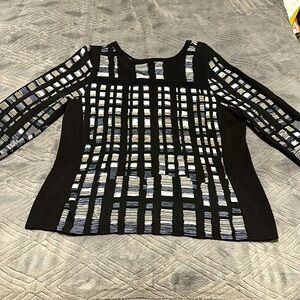 Nic + Zoe black white and gray sweater XL